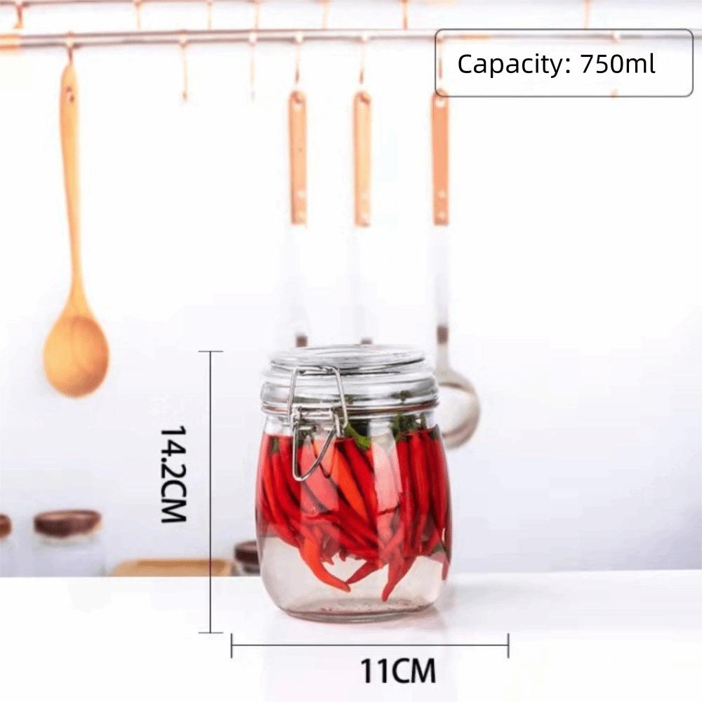 New 500/750/1000ml Glass Sealed Bottle Airtight Lid Food Preservation Storage Container Transparent Food Pickle Jar Jam