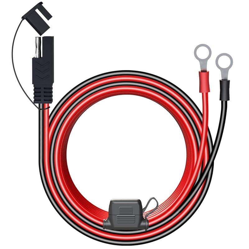 LEICESTERCN 6FT 12V Ring Terminal SAE To O Ring Connecters Extension Cord Cable Connector For Battery Charger/Maintainer 16AWG-6FT