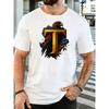 European Size Men's Fashion Casual Street Style Trendy Graphic T Shirt with Golden Letter T Eagle Cloud Stars Pattern Adult Daily Wear Holiday Gift