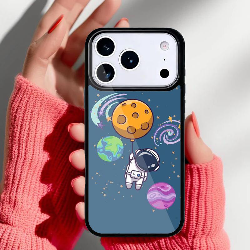 Cute galaxy Astronaut Phone Case for iPhone 17 16 15 14 13 Pro Max Back Cover for 12 11 Pro Coque