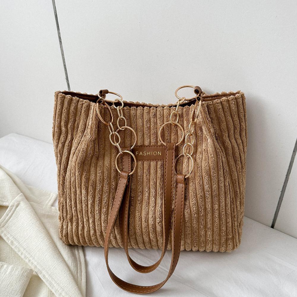 

Women s Corduroy Single Shoulder Handbag Cotton Shopping Bag Women s Commuter Handbag, Suitable for Women s Daily Travel Use-ll коричневый
