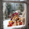 Vollständig transparente UV-Weihnachten Kleines Eichhörnchen Vollständig transparent Doppelseitig sichtbar Glas Heimdekorationsaufkleber