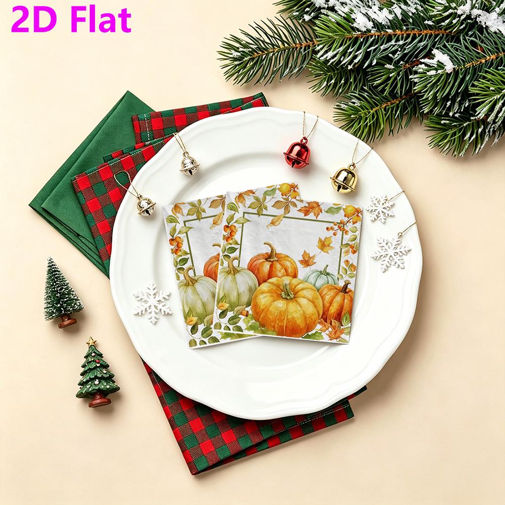 20pcs Disposable Napkins with Pumpkin, Maple Leaves Pattern Print for Wedding,Parties,and Daily Use for Thanksgiving Fall Christmas Table Decoration