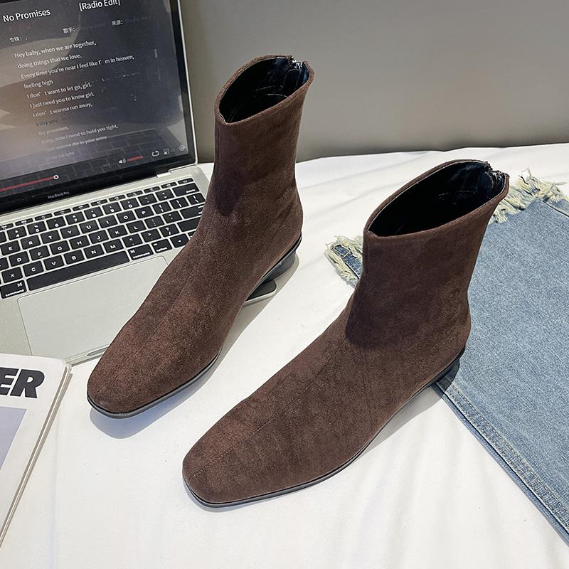 Winter Fashion Square Toe Thick Heel Women's Boots 2025 New Wear-Resistant Ladies Shoes Sexy Comfortable Simple Short-Tube Boots