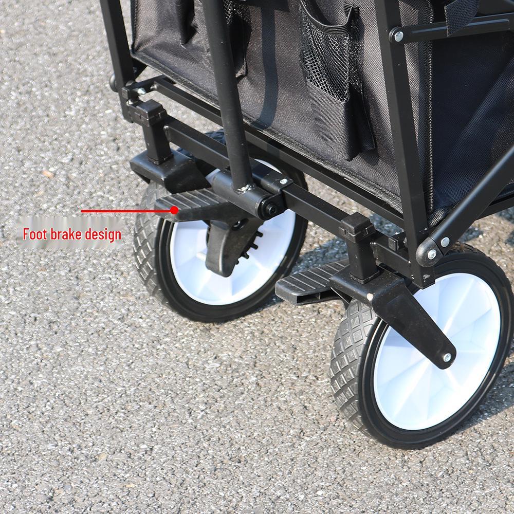 Jiaxin Braked Four-Wheel Trailer: Ideal for Camping, Stalls, Handcart, Campsite, Express Delivery, Outdoor Use.