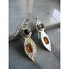 Vintage Carved Patterned Synthetic Garnet Earrings, Simple and Elegant Women's Earrings