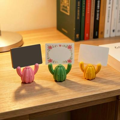 Cactus Photo Folder, Desktop Photo Business Card Holder, PLA Material Mini Size Photo Clip for Office Home Decor