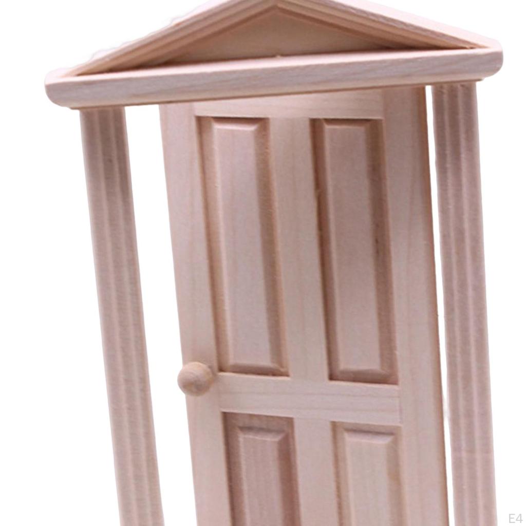 Delicate Dollhouse Wood Door Miniature Furniture Toys Props Pretend Playset House Decor Toy Blank