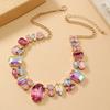 Decoration Vintage Chunky Necklace Charm Exaggerated Necklace Rhinestone Necklace  Vacation