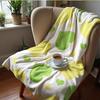 Lime Green Tiny Frog Grid Anime Cartoon Flannel Blanket Soft Warm Throw For Bedroom Sofa Car Kids Holiday Gift