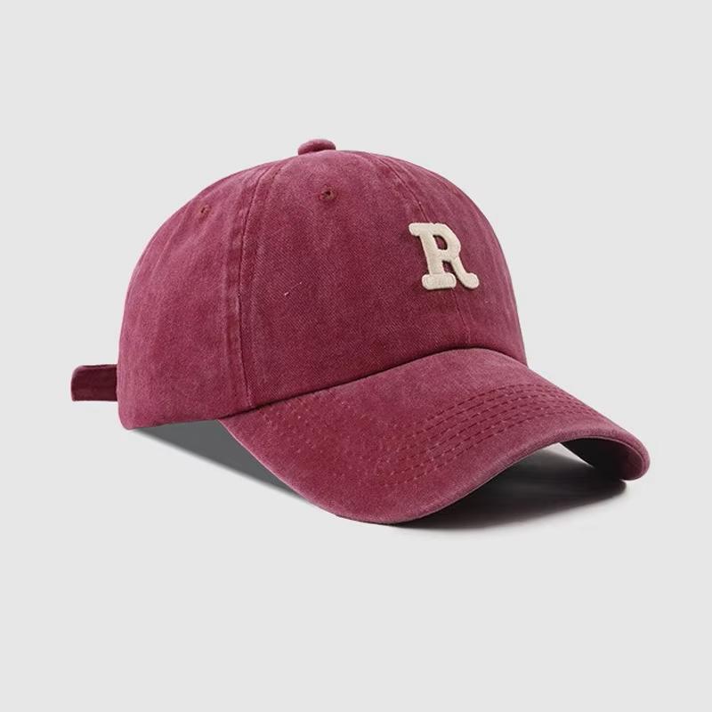 

Бейсболка из стираного хлопка с буквой R для мужчин и женщин, вышивка, хип-хоп, снэпбек, унисекс, для активного отдыха, солнцезащитная, тракерская кепка красный