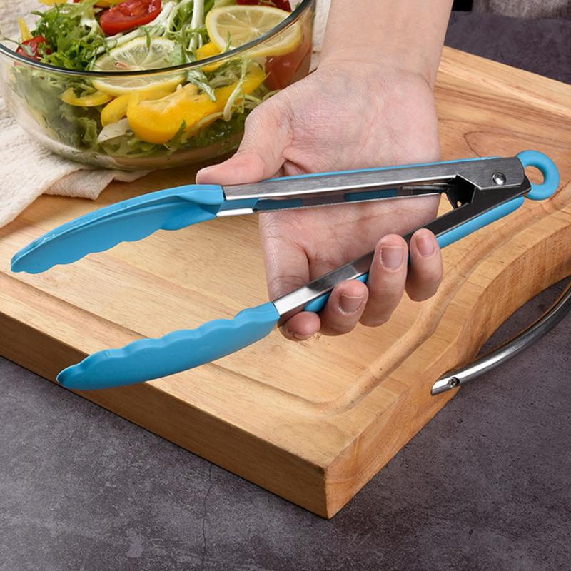 Silicone Kitchen Tongs for Baking Barbecue Steak Frying Frying, Heat-Resistant Food Clamps