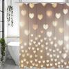 Valentine's Day Golden Heart Shower Curtain, Bathroom Decorative Shower Curtain, Waterproof Shower Curtain with Hooks