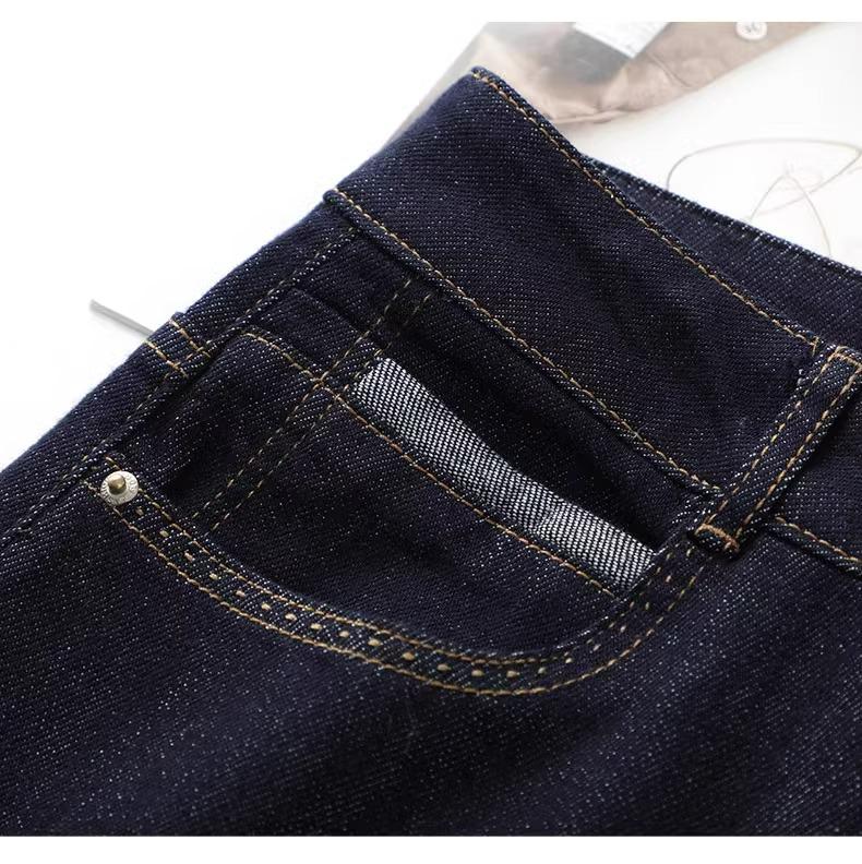 Women's High-Waisted Retro Denim Blue Cropped Wide-Leg Jeans, 2025 Spring/Autumn Collection