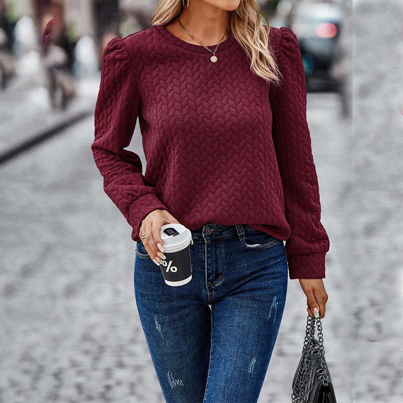 2024 Autumn/Winter Women's Cable Knit Loose Long Sleeve Round Neck Pullover