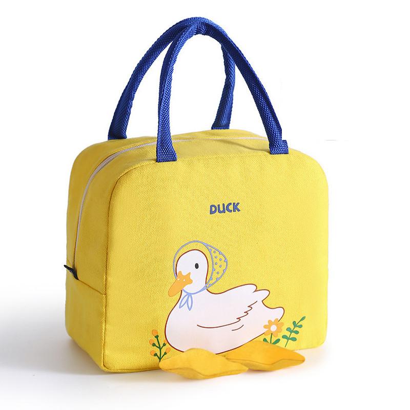 Fashionable Yellow Duck Bento Bag Polyester Cartoon Fun Lunch Bag For Students And Office Workers