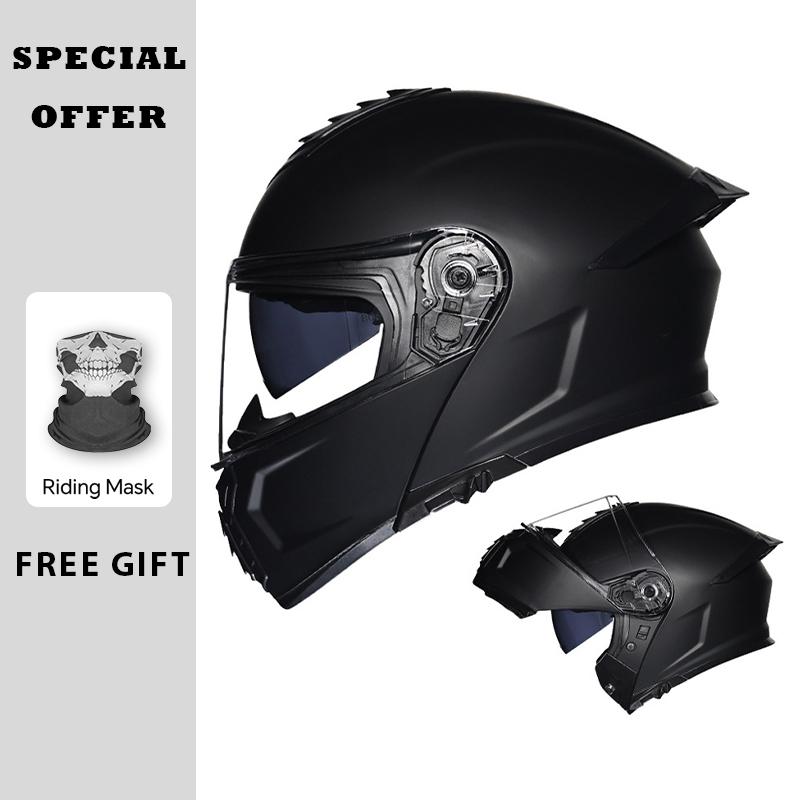 Double Visor Flip Up Motorcycle Helmets DOT ECE Full Face Modular Helmet Dual Visor Adult Men Women Couple Tail Ventilation