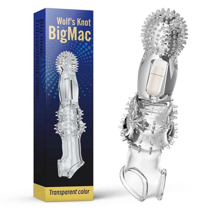 Vibrator for Man Enlargement Vibration Condom Transparent Extension 10cm Penile Sleeve Reusable Delay Sex Toys
