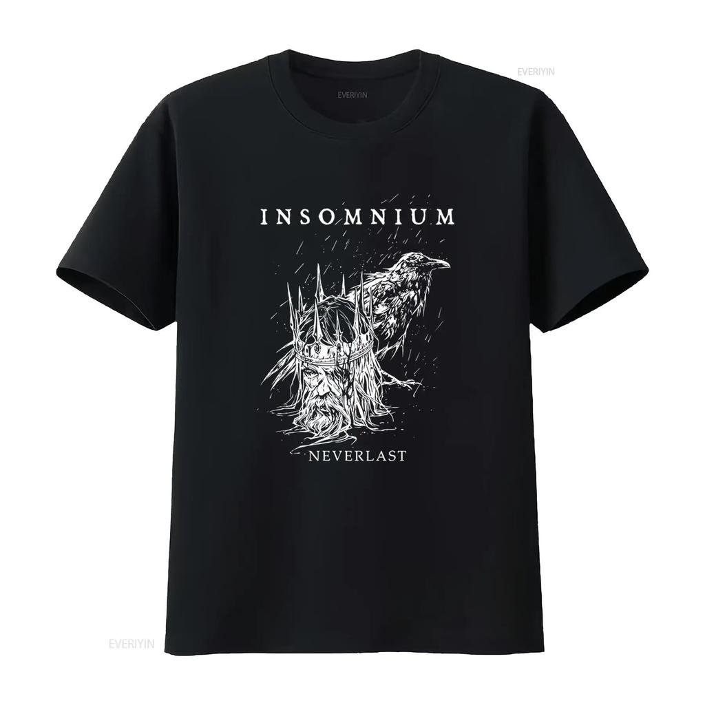 INSOMNIUM Neverlast T-Shirt Gotisches Krähenkrone Design für vintage gewaschene Mode Bequem Weich Vielseitig Dehnbares Grafikdesign