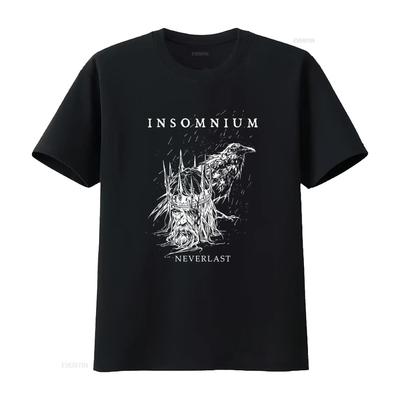 INSOMNIUM Neverlast T-Shirt Gotisches Krähenkrone Design für vintage gewaschene Mode Bequem Weich Vielseitig Dehnbares Grafikdesign