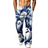 Men's Loose Fit Wide Leg Joggers with Pockets - Printed Casual Sweatpants for Sports and Daily Wear