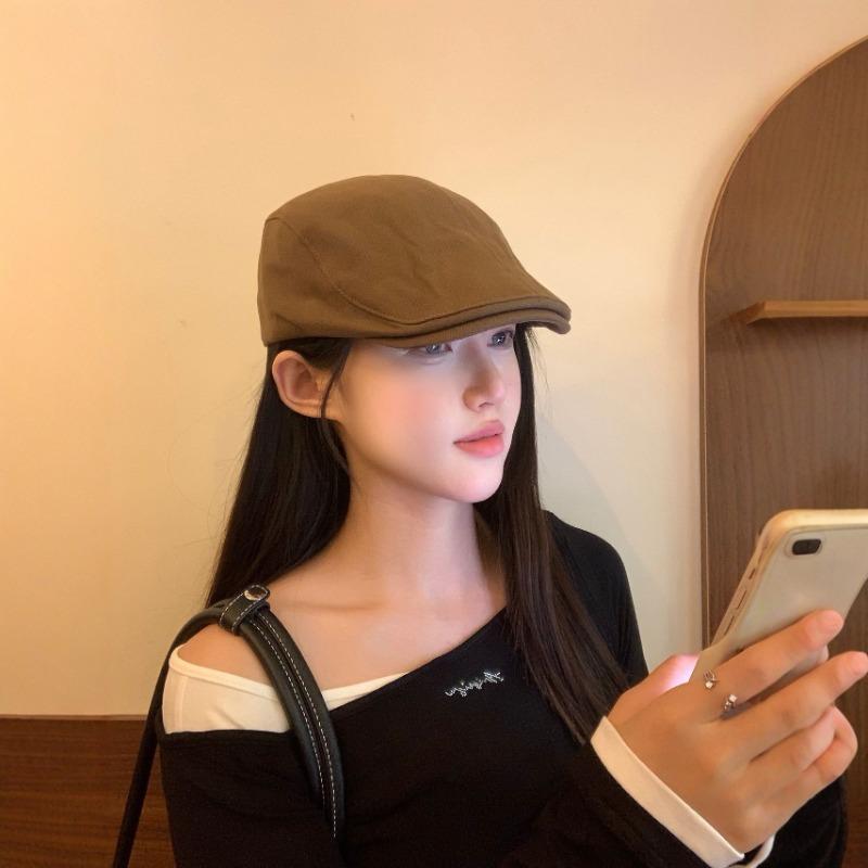 Early Autumn New Retro Forward Hat Women's Versatile Fashion Big Head Circumference Showing Face Small Hat Painter Hat