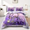 3pcs Purple Bedding Set Paris Eiffel Tower Printed Cozy Duvet Cover King Queen Twin Size Birthday Gift for Adult Bedroom Decor