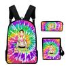 Popular Novelty Beki Fluffy Anime 3D Print 3pcs/Set Pupil School Bags Laptop Daypack Backpack Inclined Shoulder Bag Pencil Case
