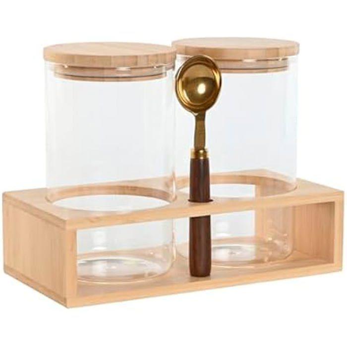 Pots - HOME ESPRIT - Lot de 2 - Bambou et Verre Borosilicate - Multicolore - 12 x 24 x 18,5 cm