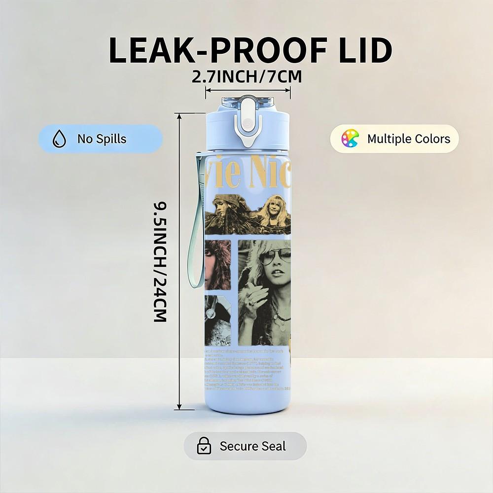 1PC Stevie Nicks Female 750ml Sports Water Bottle Leakproof Straw Lid Outdoor Office Home
