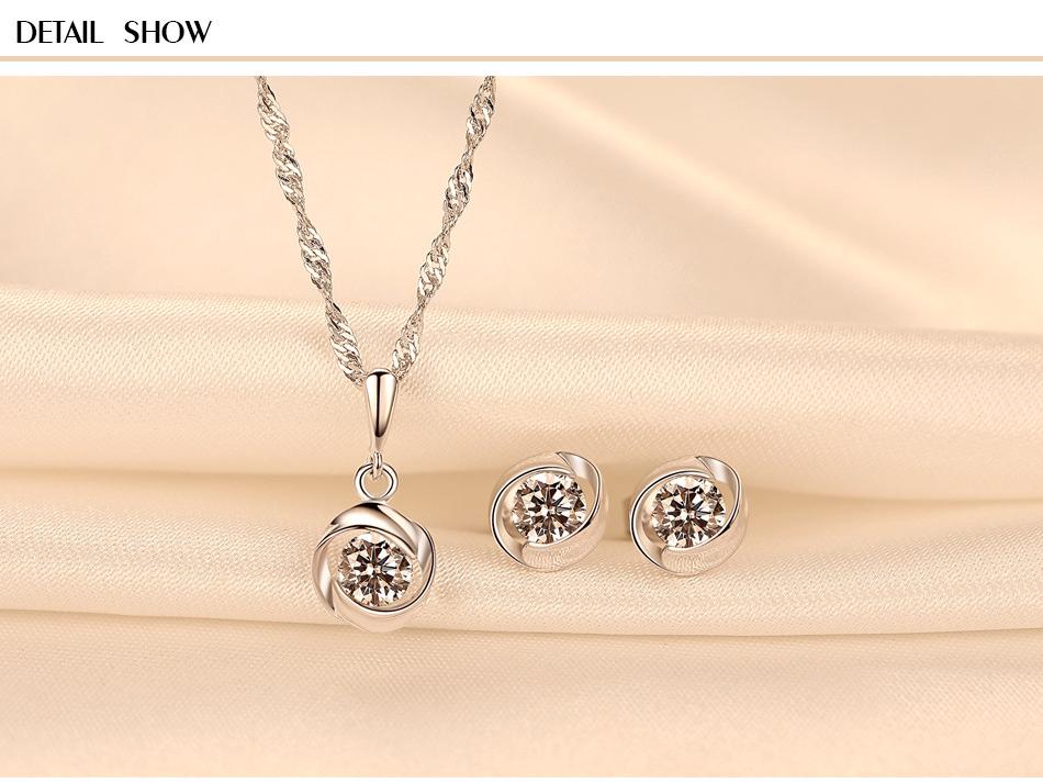 PAG&MAG Korean Style 925 Silver Stud Earrings with Round Zircon and Rotating Pinwheel Design for Women