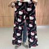 Pantaloni de Pijama din Flanel cu Pisici Desenate Femei Iarnă Fleece Coral Gros Călduros Pantaloni de Casă