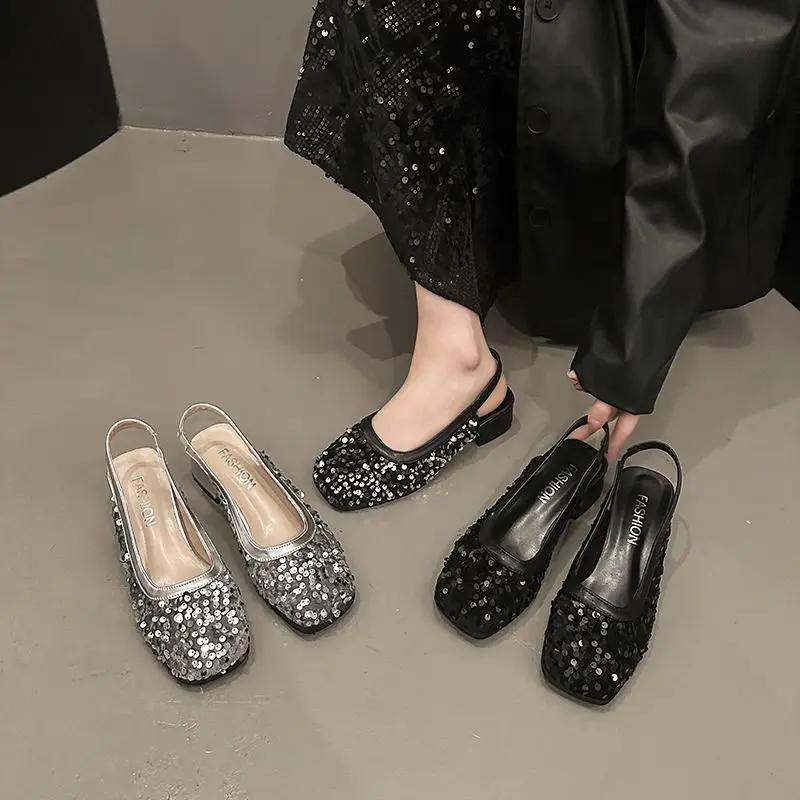 Silver With Low Heels Ladies Shoes Sales Chic and Elegant 2025 Luxury Sandal Wholesale Comfort Trending Daily Women's Sandals