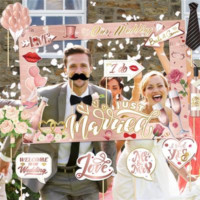 Decoração de casamento Noiva e noivo Noivado Moldura de papel para fotos Adereços para fotos Festa de casamento Suprimentos para festas
