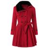 Damenmode-Revers-Zweireiher-Graben-Freizeitjacke aus dicker Wolle