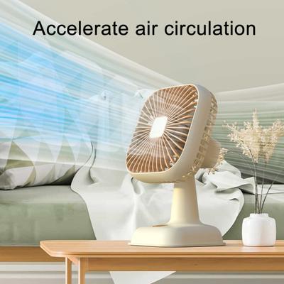 Tischventilator Leiser Niedriglärmmotor Mehrstufig Einstellbarer Wind 39 Grad Verstellbarer Kopf Quadratisches Design Ventilator mit Nachtlicht