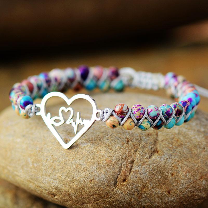 Hot-selling love type flower purple emperor stone natural stone beaded handwoven friendship lover bracelet bracelet