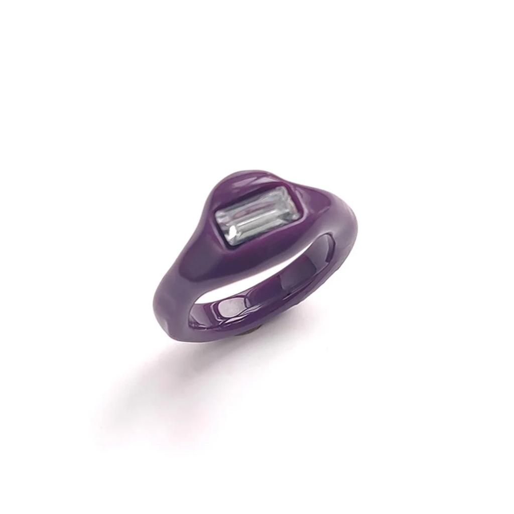 Aesthetic Candy Fun Resin Acrylic Imitated Crystal Geometric Round Classic Open Ring Fashion Irregular Rings Women Men Jewelry