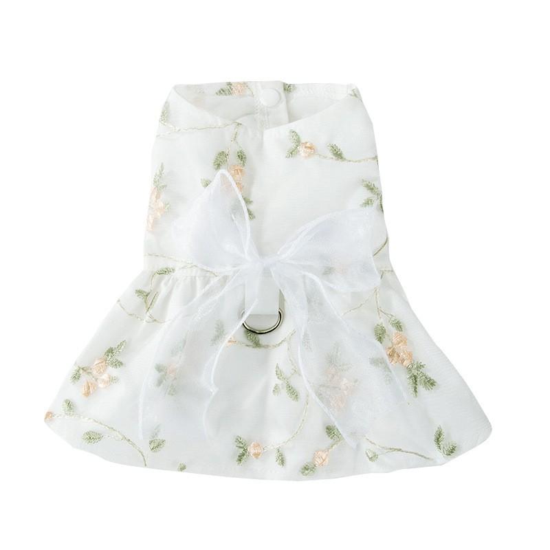 Floral Forest Fairy Dress Small Dogs - Breathable Pet Outfit With Leash Loop XS To XXL