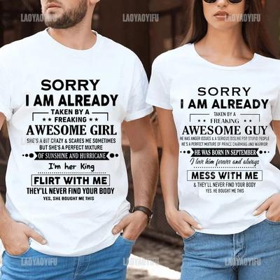 Scuze, Sunt Deja Ocupată De Un Tip Super Tare Soț Cuplu Tricou Modă Amuzant Tricou Soț și Soție Mânecă Scurtă
