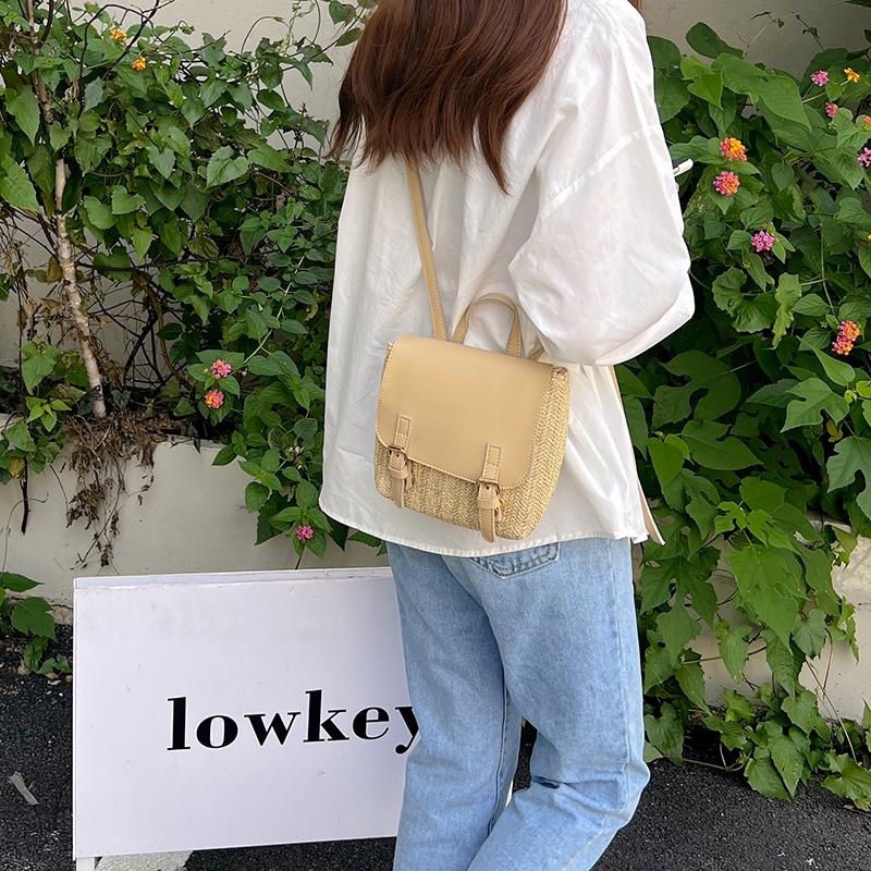 IELGY Женский соломенный рюкзак нишевого дизайна бежевый — фото 4