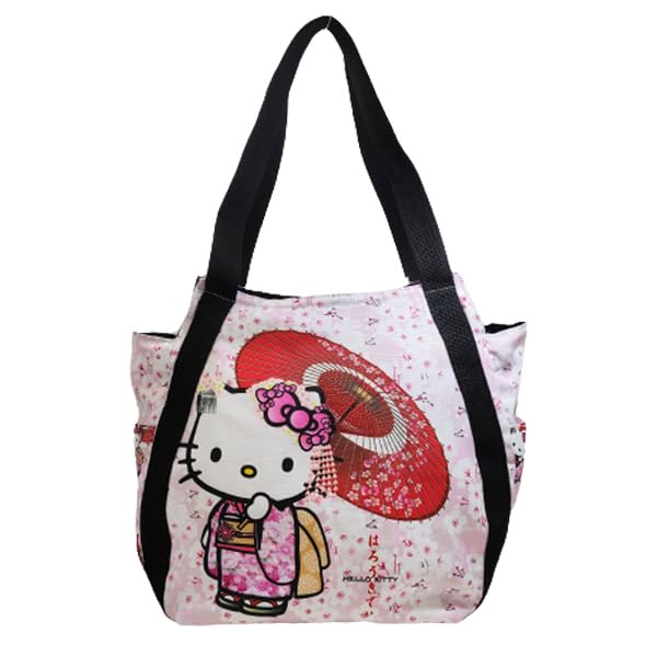 

Tote Bag Balloon Bag Kitty Kuromi My Melody Pom Pom Purin Mermaid Japanese Pattern x Sakura Japanese [RINRE] Women s (Kitty Umbrella)