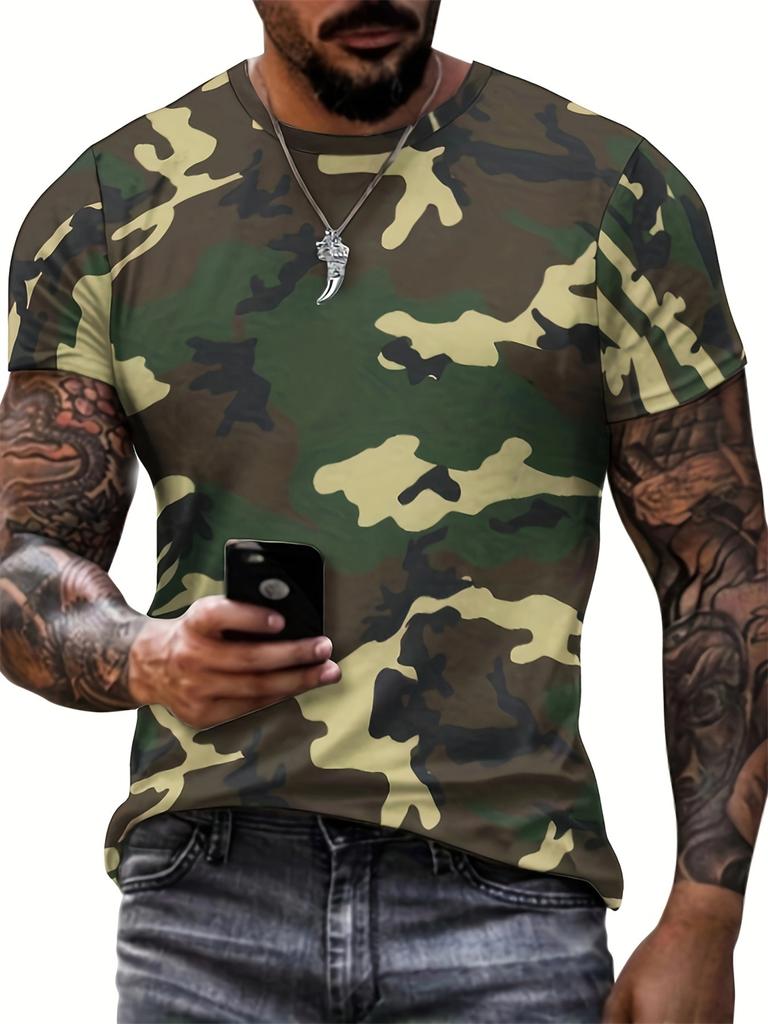 Cross Print Men's Graphic Design Crew Neck T-shirt Casual Tshirts for Summer Men's Clothing Tops for Daily Gym Workout Running