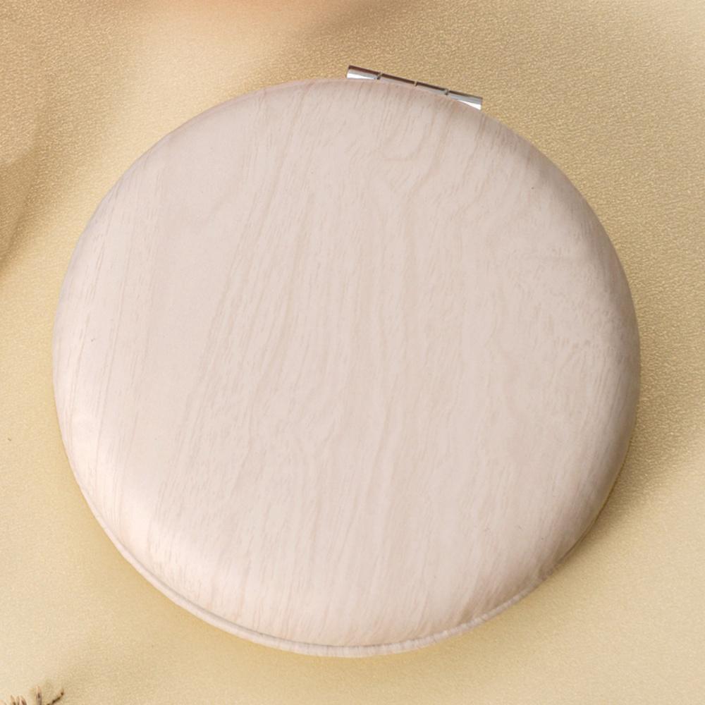 

Pu Leather Pocket Mirror Double Sided Cosmetic Mirror Wood Grain Makeup Mirror Compact For Handbag Girls Travel бежевый