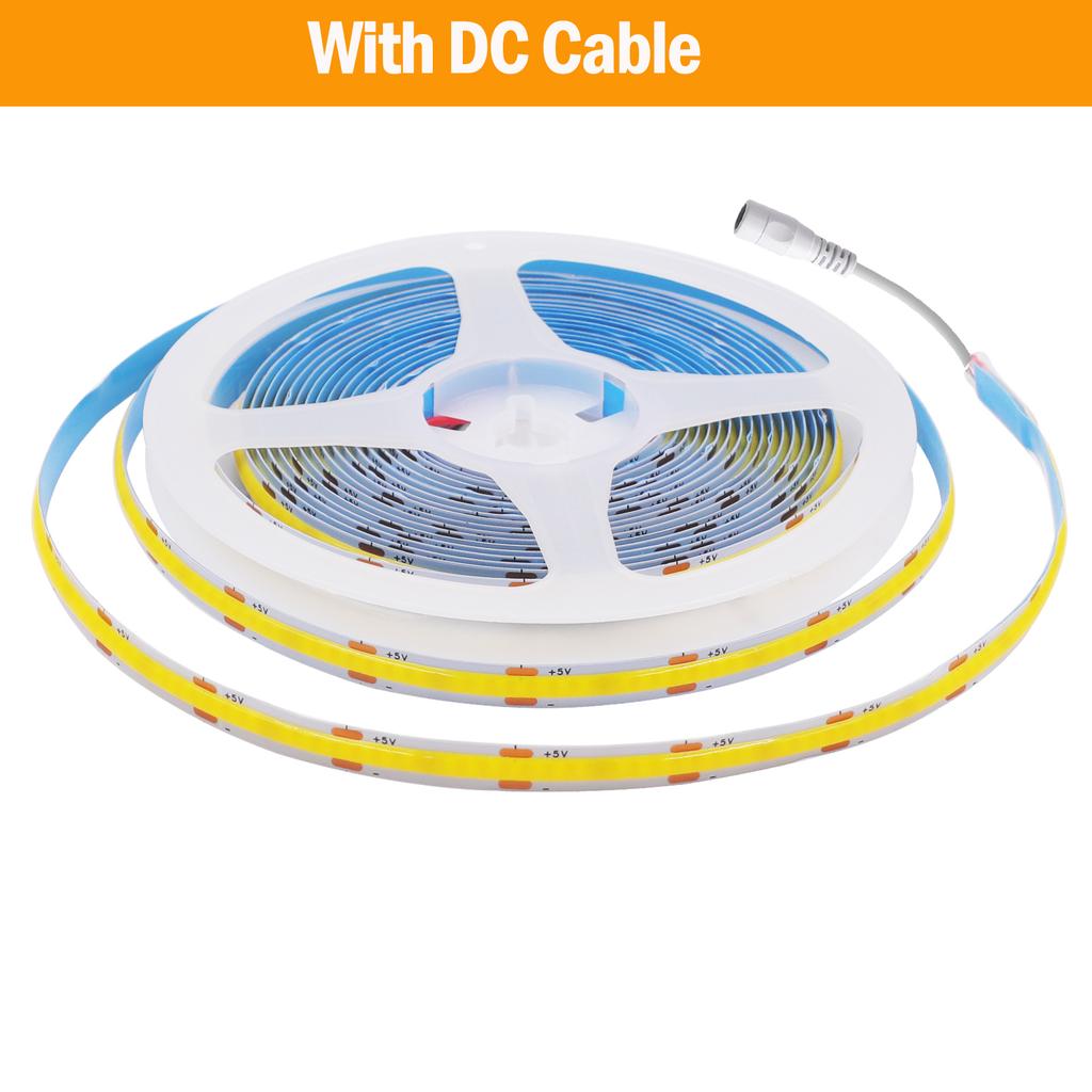 USB 5V COB LED Strip Light 8mm Flexible LED Tape 320LEDs High Density Linear Lighting with Adhesive Tape Cabinet TV Backlight