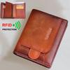 ארנק עור אמיתי וינטג' לגברים, רב-כרטיסים, עם הגנת RFID, חריצי כרטיסים מרובים, חלון לתעודת זהות, מתנה אידיאלית, עיצוב עמיד ומסוגנן