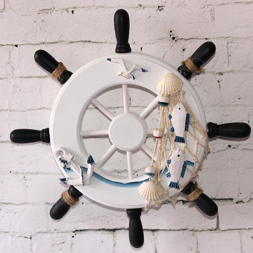 Ship Steering Wheel Net Beach Shop Home Wall Ornament