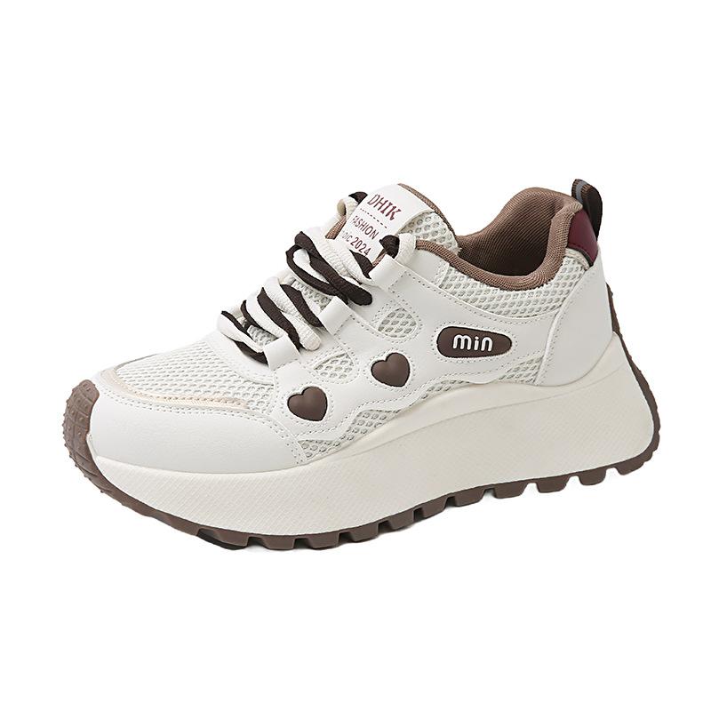 Summer All-match Sports Shoes New Style Women's Shoes Breathable Deodorant Mesh Casual Shoes Ladies Thick Bottom Non-slip Running Shoes