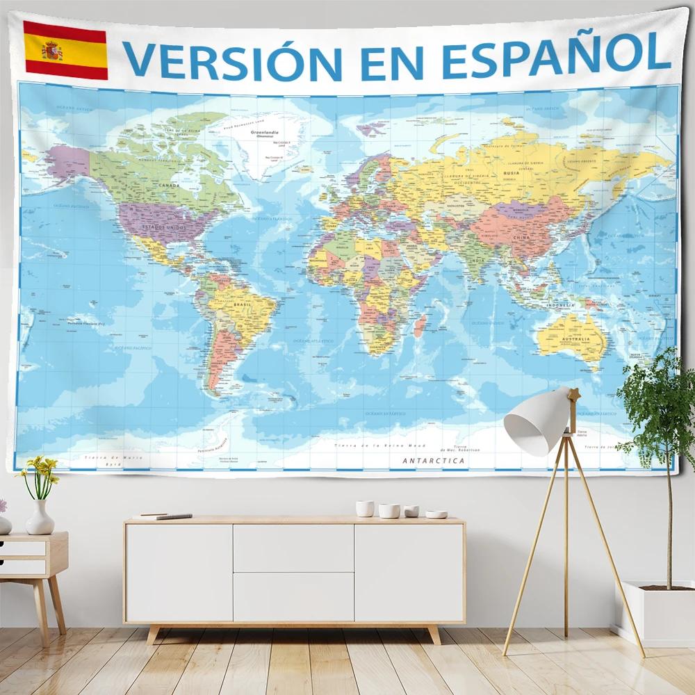 Textilien Unisex Spain Map Tapestry Wall Hanging Bohemian Style Art Science Fiction Psychedelic Mandala Living Room Home Decor
