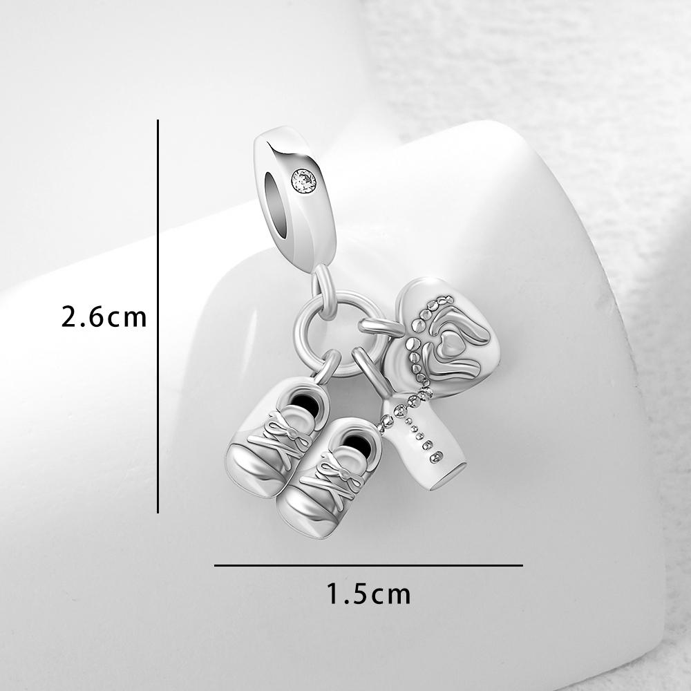 High Qualitypure Copper Cutebaby Bottle Baby Carriage Pendant Beads Fit Original Charms Bracelet Diy Women Jewelry